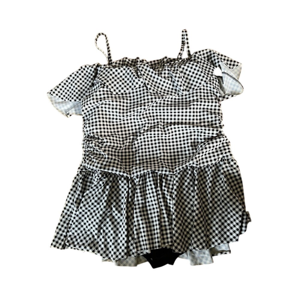 Black and white checkered one piece swimsuit